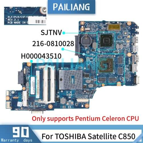 For TOSHIBA Satellite C850 HM70 Mainboard H000043510 REV.2.1 SJTNV DDR3 Laptop motherboard tested OK