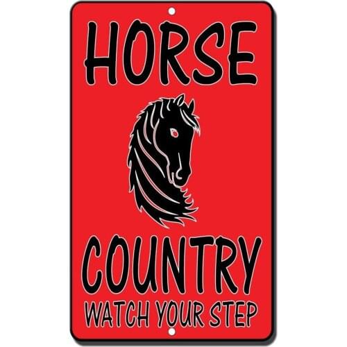 Metal Sign Horse Country Watch Your Step Farm Stable Outdoor Wall Decoration Retro Square Metal Sign 8X12 Inches