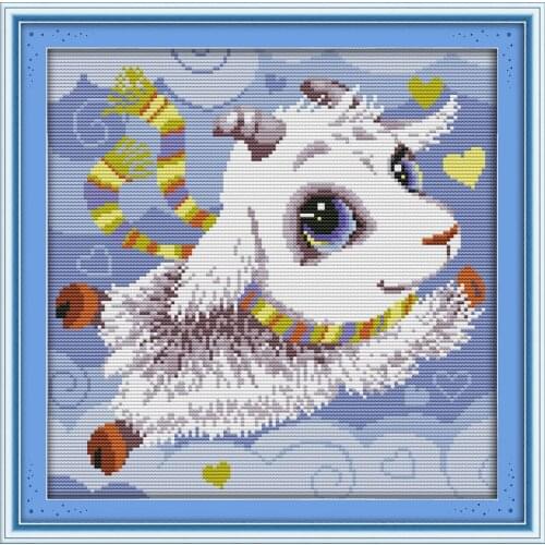 Joy sunday animal style The cute little goat cross stitch embroidery kits stamped fabric for easy needlework