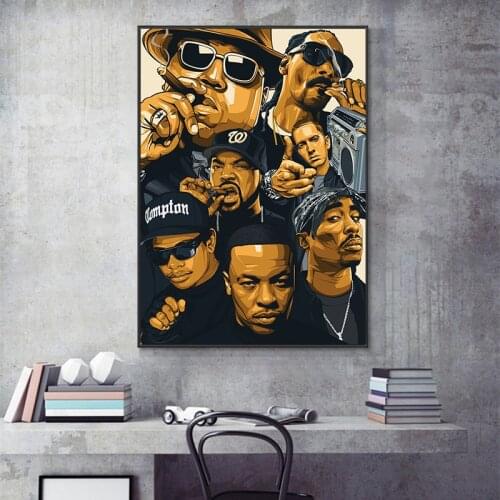 Fashion West Coast Hip Hop Tupac Music Painting On Canvas Posters and Prints Wall Art Picture For Living Room Home Decoration