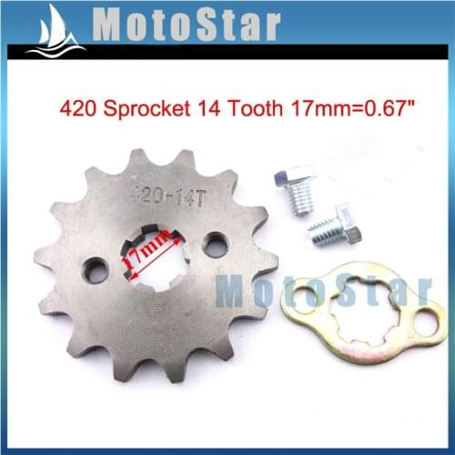 420 14 Tooth 17mm Front Chain Sprocket Gear For 50cc 70cc 90cc 110cc 125cc 140cc 150cc 160cc ATV Quad Pit Dirt Trail Bike