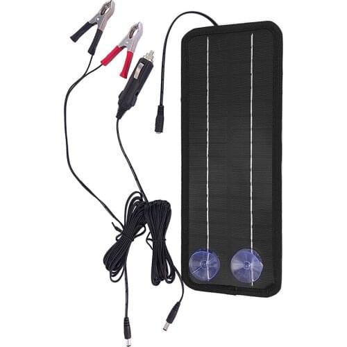 4.5W 12V Power Portable Polycrystalline Silicon Solar Panel Battery Charger with USB Alligator Clips and Cigarette Adapter