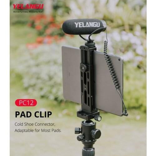 Portable Teleprompter Horizontal and Shooting Pad Mount Holder Clamp Clip With Cold Shoe 1/4'' Tripod Mount ipad