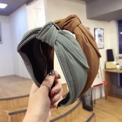 Simple Solid Color Fabric Headbands for Women Knotted Hair Bow Bunny Ears Hairband Korean Hair Accessories Decorations for Girls