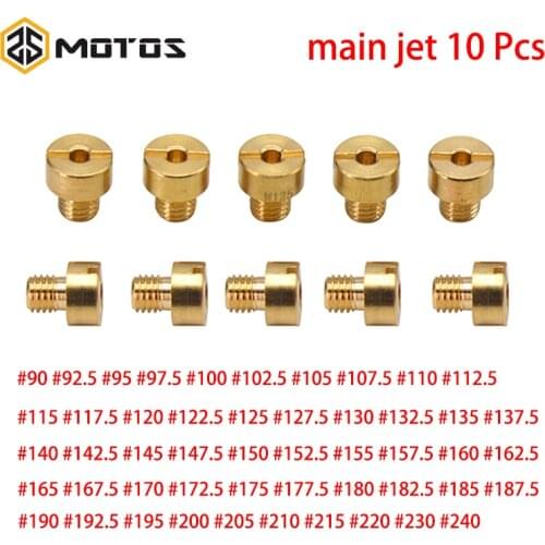 ZS MOTOS 10Pcs/set Carburetor Main Jet Thread For HSR40 HSR42 TM36 VM16 VM29 Carburetor Injector Nozzle Size 90-240 Main Jet Kit