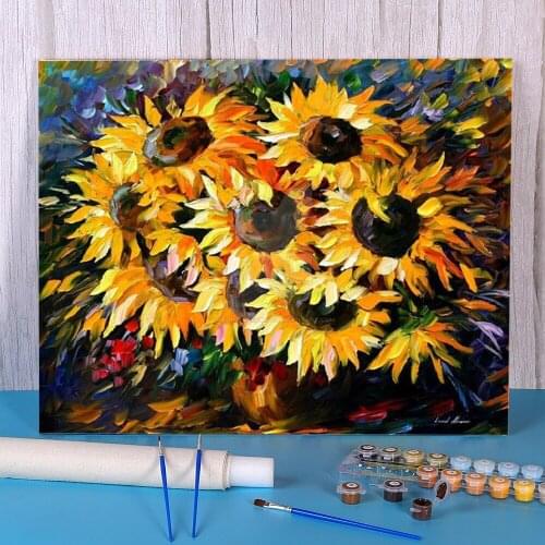 Sunny Bouquet Coloring By Numbers Painting Kit Oil Paints 40*50 Oil Painting Decoration Crafts For Adults Handicraft Art