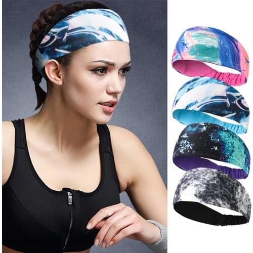 Women Sport Headband Running Fitness Sweatband Elastic Cycling Yoga Gym Headscarf Bicycle Tennis Hair Band Ear Head Bandages Men