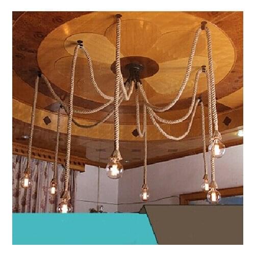 10 E27 Rope DropLight LED Vintage Net Spider Chandeliers Dining Room Ceiling Pendant Creative Bar Lamp DIY Cafe Fairy lights