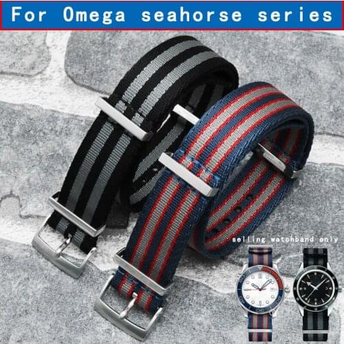 Waterproof and breathable canvas substitute Omega Nylon Watch Strap for new and old Haima 300 watch 20 mm nylon mans watchband