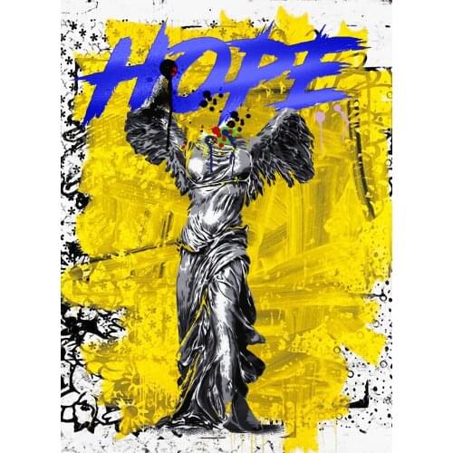Wall Art Royal Blue Gold Prints On Canvas Pop Art Print Poster Banksy Graffiti Paintings Canvas Abstract Contrast Colors Picture