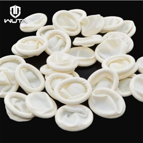 WUTA 100pcs Disposable 100% Natural Latex Finger Cots Rubber Fingertip Nail Protection Cover Gloves Leather Sewing Easy