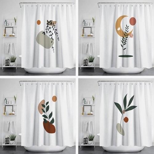 Nordic Cartoon Plant Print Shower Curtain Set Home Decoration Bathroom Curtains Fabric Waterproof Polyester With Hook YL-0040
