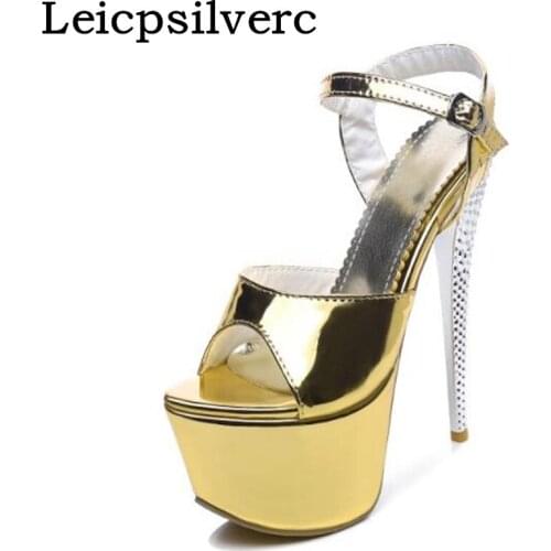 Summer new fine heel waterproofing fish mouth high heel women sandals golden silver bride and cool shoes