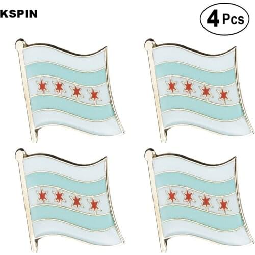 Chicago Flag Pin Lapel Pin Badge Brooch Icons 4pcs