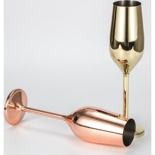 Golden Shatterproof Stainless Champagne Glasses Brushed Gold Wedding Toasting Champagne Flutes Drink Cup Party Marriage Wine