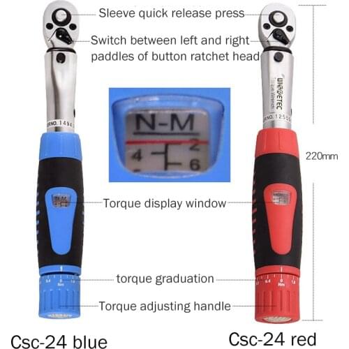 1/4 Inch 2-24Nm Adjustable Torque Wrench Set Ratchet Mechanical Torque Manual Spanner Bike Repair Spanner Portable Hand Tool Kit