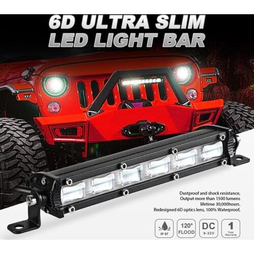 1Pc New Ultra Slim 7 Inch 6D Lens Led Work Bar Light 4x4 Offroad For Jeep ATV SUV 4WD