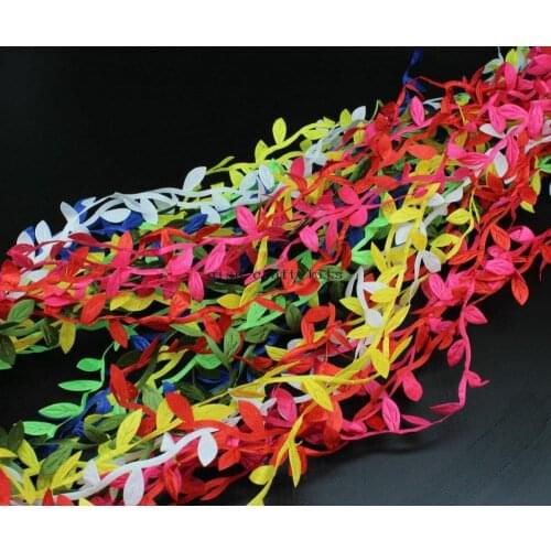 100 yards mix color Leaf Ribbon - Wedding Decoration, Gift Wrap, Leaves 1" mix color cabs leaf trim