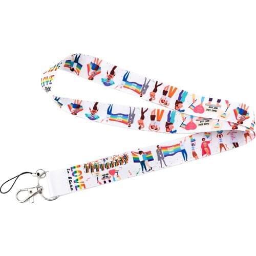 12pcs/lot E3511 Cartoon Homosexual Love Lanyard Keychains Accessory For Mobile Phone USB ID Badge Holder Strap Tags Neck lanyard