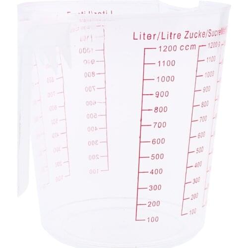 1200ml Plastic Measuring Cup Clear Scale Transparent Mug with Convenient Handle Pour Spout, Great Home Kitchen Gadget