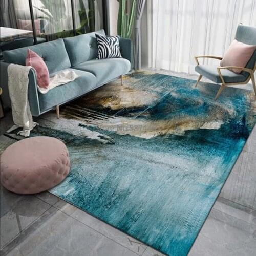 200*300cm New Chinese Style Abstract Landscape Oil Painting Blue Kitchen Living Room Bedroom Bedside Mat Customization