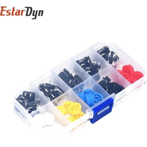 25PCS Tactile Push Button Switch Momentary 12*12*7.3MM Micro switch button + 25PCS Tact Cap(5 colors)