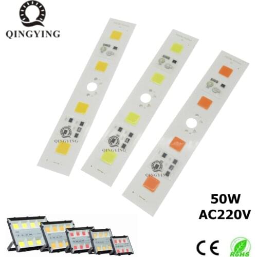 2-5pcs AC 220V 50W LED COB Chip Light White Warm White Full Spectrum Smart IC No Need Driver For IP65 Floodlight Spotlight