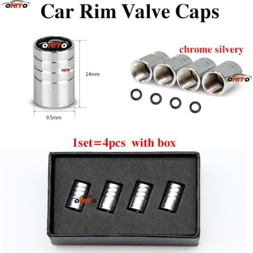 Car accessories 1set Zinc Chrome Silvery Wheel Rim Valve Cap Covers with Box for auto car all seires