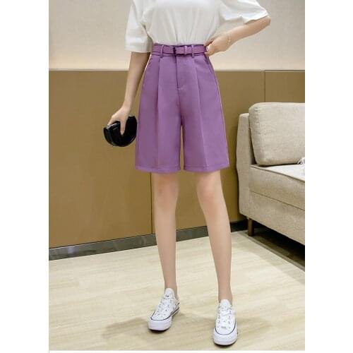 Bella Philosophy Wonder new High Elastic Waist Shorts Summer Formal Straight Plus Size Short Pants Korean Wide Leg Gray Pant New