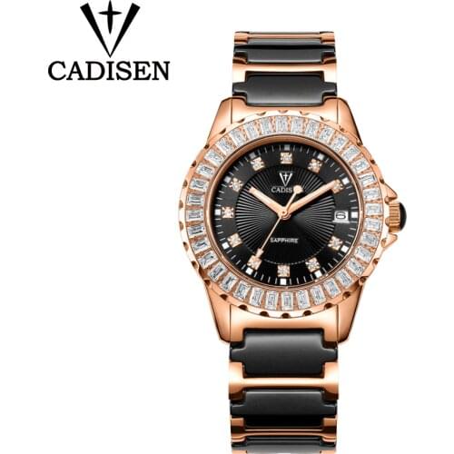 CADISEN Sapphire Crystal Woman Watch Luxury Ceramic Bracelet Japan Automatic Wristwatch Ladies Mechanical Relogio Feminino 3ATM