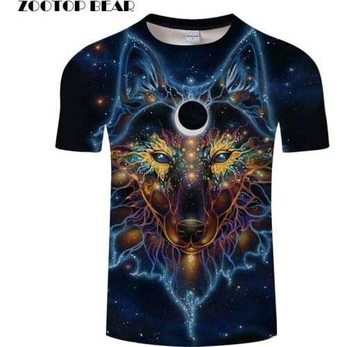 Digital Wolf 3D Print t shirt Men Women tshirt Summer Casual Short Sleeve O-neck Tops&Tee Streetwear Blue Drop Ship ZOOTOP BEAR