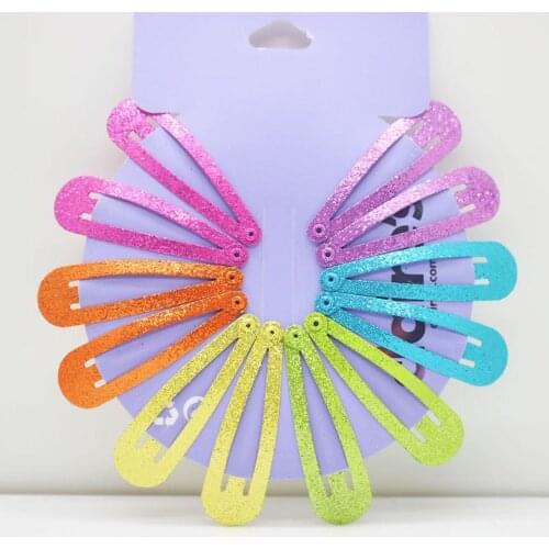 12Pcs/Set Glitter Candy Color Children Snap Hair Clip Barrettes Girls Cute Hairpins Colorful Hairgrips for Kids Hair Accessories