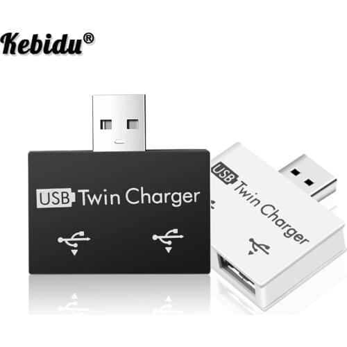 Kebidu Mini USB Twin Charger USB To 2 Port Charger Adapter Splitter Hub For Mobile Phones Computers U Disk Accessories Gadgets