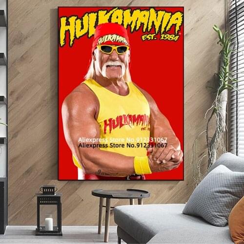 Hulk Hogan Wrestling match hero canvas Painting Poster Prints Wall Art Motivational Picture for Living Room Home Decoration
