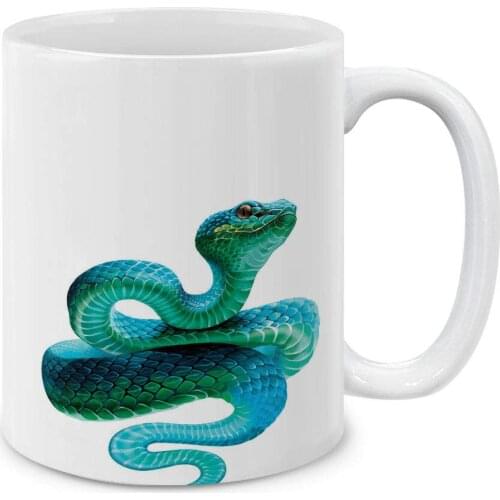 Cute Animal Pit Viper Snake Ceramic Coffee Gift Mug Tea Cup, 11 OZ
