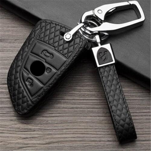 Leather Smart Key Case Cover for BMW 525li New 3 Series 5 Series 7 Series X6 X3 X4 Car Key Protective Shell Holder Ring