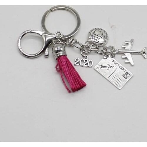 Earth Airplane Keychain 2020 No matter where Pendant Travel Keychain Friendship Best Friends Cute Tassel Jewelry Diy Handmade Ke