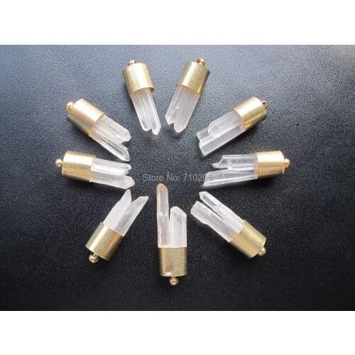 Mystic New Designed10pcs/lot Clear quartz Rough Point Pendant fit quartz necklace diy