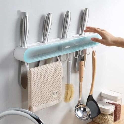 ECOCO Multifunctional Wall-Mounted Kitchen Knife Storage Container Cutlery Organizer Kitchen Knives Holder Utensils Organizer