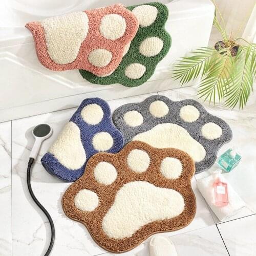 Cartoon Home Flocking Cat Paw Printed Mat Absorb Water Non-slip Super Soft Quick Dry Foot Pad Kid Room Bedside Home Decor Carpet