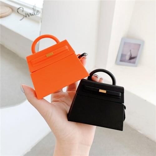 Orange Black Luxury Design Handbag Earphone Case For Apple Airpods 1 2 pro Soft Silicone Protection Headphone Cover Accessories