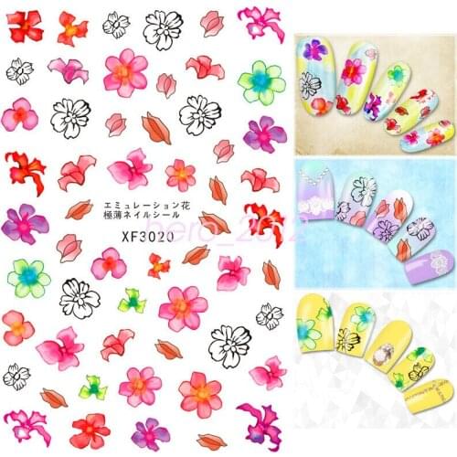 Nail Stickers Floral Flower Blooming Spring and Summer Design Water Transfer Paper Decal Manicure Art Decoration