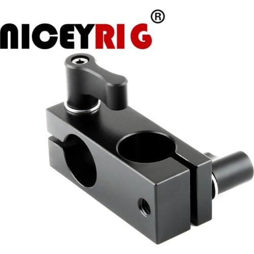 NICEYRIG Double Rod Clamp 15mm 90 Degrees Vertically Rail Connector Adapter DSLR Camera Rig Aluminum Alloy Black 2pcs Hand Screw