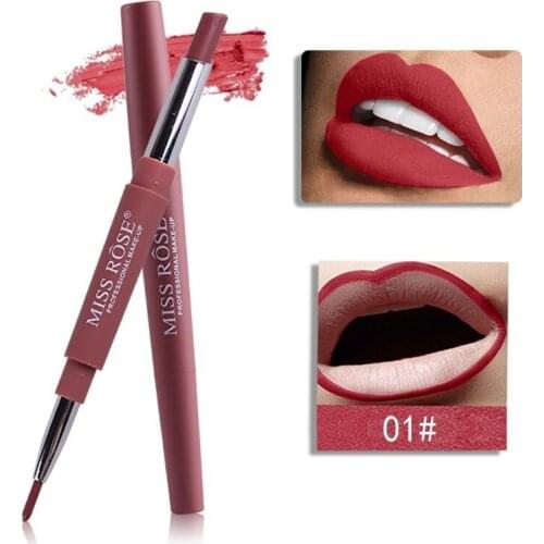 New Rose Brand Lip Stick Color Cosmetics Wateproof Double Ended Long Lasting Nude Red Matte Miss Velvet Lipstick Pencil