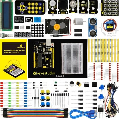 Keyestudio Maker Learning kit /Starter kit For Arduino UNOR3 Project W/Gift Box+User Manual +1602LCD+Chassis+PDF(online)