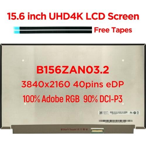 Original B156ZAN03.2 for Lenovo ThinkPad X1 P52 P52S P53 P53s T590 15.6" Laptop LCD Screen LED Display UHD4K 3840x2160 40pin eDP