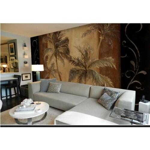 Custom 3d photo wallpaper 3d wall murals wallpaper Tropical coconut palm tree backdrop mural paintings 3d wallpaper living room