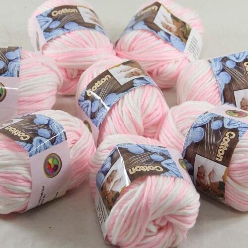 Sale 8Ball x 50g Super Soft Pure Cotton Chunky Shawl Hand Knitting Yarn Scarves Shawls 42245 Pink White