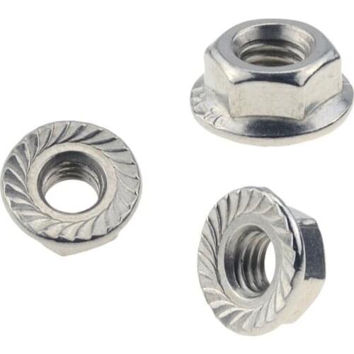 DIN6923 M3 M4 M5 M6 M8 M10 M12 304 Stainless Steel Hexagon Flange Nuts Pinking Slip Locking Lock Nut