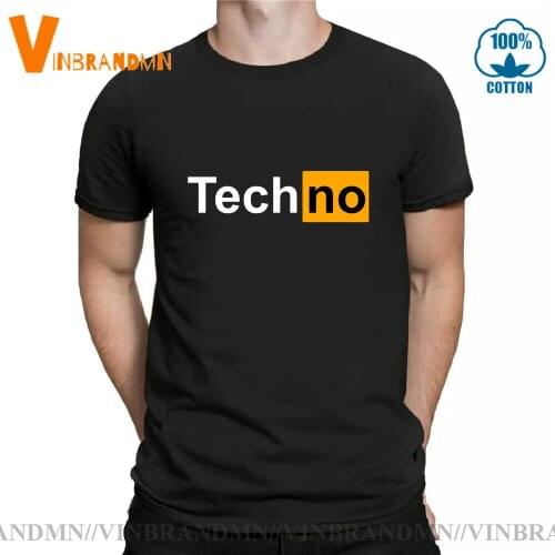 Funny men Tops Tees Techno T-Shirt Sexy Techno Hub 2 Letter Print Cotton Sleeve Humor Style tshirt Techno logo tee shirt